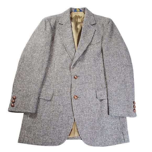 Vintage Pendleton Mens Blazer 40L Gray Wool Tweed Made In USA Outdoor Rockabilly - Picture 1 of 13